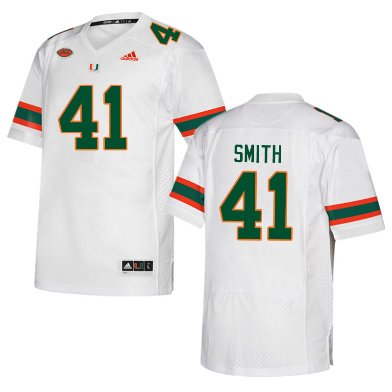 Men #41 Chase Smith Miami Hurricanes College Football Jerseys Sale-White